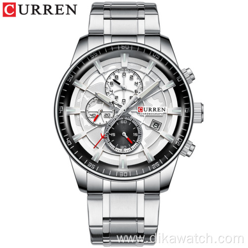 Top Brand Mens Watches CURREN New Fashion Stainless Steel Top Brand Luxury Casual Chronograph Quartz Wristwatch for Male